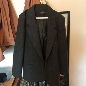 Grey wool single breasted pea coat